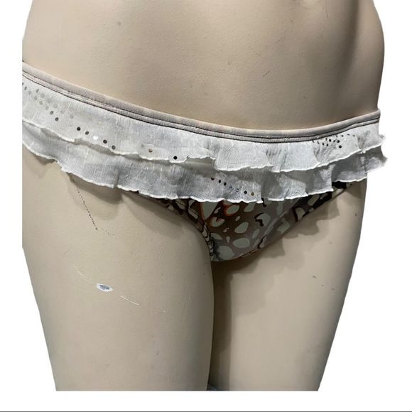 Brazilian String Bikini Cheetah Ruffled Lg - Picture 11 of 11